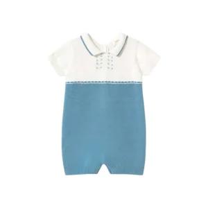 Mameluco tejido color blanco y azul para bebé - Mayoral