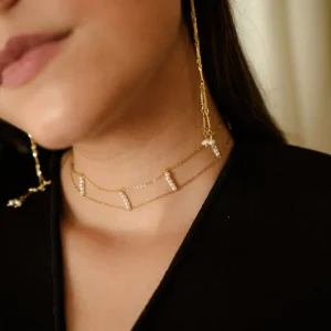 CHOKER ACERO DOBLE PERLA