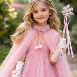 Kit Disfraz Princesa Frozen Elsa Accesorios Para Niñas color Rosa