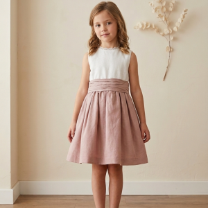 Vestido lino MAYA (2-14 Años).