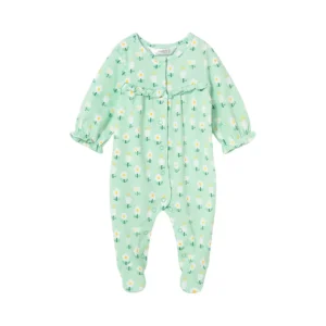 Pijama mameluco manga larga verde menta para bebé - Mayoral