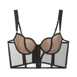 Sujetador push up de tipo corsé con malla