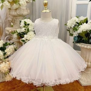 Vestido niñas falda elegante ceremonia bautizo pajecitas