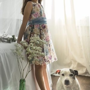 Vestido Adela organza estampada y bordada (2-14 Años)