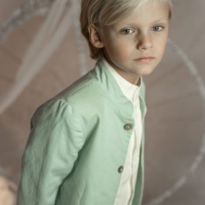Americana cuello mao LINO VERDE (1-12 Años). Plazo de entrega 30 días