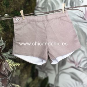 Pantalón bebe lino. Color rosa maquillaje. Plazo entrega 15 días